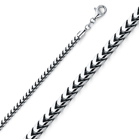 3mm 18K White Gold Solid Franco Chain Necklace 20-30in