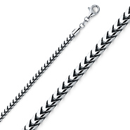 3mm 18K White Gold Solid Franco Chain Necklace 20-30in