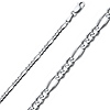 3mm 14K White Gold Solid Figaro Link Chain Necklace 16-30in