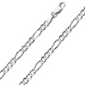 5mm Sterling Silver Solid Figaro Link Chain Necklace 16-30in