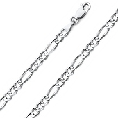 5mm Sterling Silver Solid Figaro Link Chain Necklace 16-30in