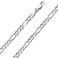 5mm Sterling Silver Solid Figaro Link Chain Necklace 16-30in