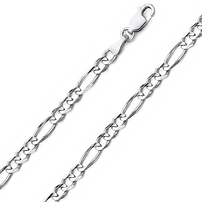5mm Sterling Silver Solid Figaro Link Chain Necklace 16-30in