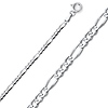 3mm Sterling Silver Solid Figaro Link Chain Necklace 16-30in