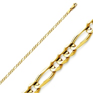 2.5mm 14K Yellow Gold Solid Figaro Link Chain Necklace 16-24in