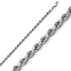 2mm 14K White Gold Solid Diamond-Cut Rope Chain Necklace - Heavy 16-30in