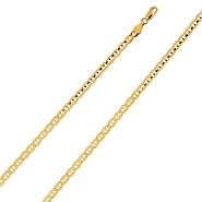 4mm 14K Yellow Gold Men's Concave Mariner Chain Necklace 18-24in