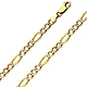 5mm 14K Two-Tone Gold Solid White Pave Figaro Chain Necklace 18-26in thumb 0
