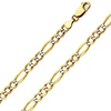 5mm 14K Two-Tone Gold Solid White Pave Figaro Chain Necklace 18-26in