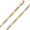 3mm 14K Two-Tone Gold Solid White Pave Figaro Link Chain Necklace 16-24in