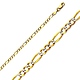 2.5mm 14K Two-Tone Gold Solid White Pave Figaro Link Chain Necklace 16-24in thumb 0