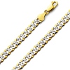 7mm 14K Two-Tone Gold Solid Men's White Pave Curb Cuban Link Chain Necklace 20-26in