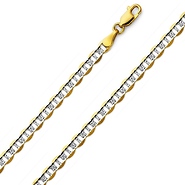 4.5mm 14K Two-Tone Gold Solid Men's Flat Mariner Chain Necklace 20-24in