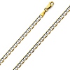 3.5mm 14K Two-Tone Gold Solid Flat Mariner Chain Necklace 16-24in