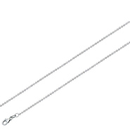 0.9mm 14K White Gold Solid Micro Rolo Link Chain Necklace 16-30in