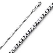 1.1mm Solid 18K White Gold Box Chain Necklace 16-18in