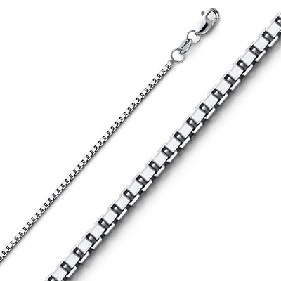 1.1mm Solid 18K White Gold Box Chain Necklace 16-18in
