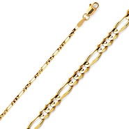 2mm 14K Yellow Gold Solid Figaro Link Chain Necklace 16-24in