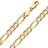 8.5mm 14K Two-Tone Gold Solid Men's Pave Figaro Link Chain Necklace 22-26in