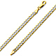4mm 14K Two-Tone Gold White Pave Curb Cuban Link Bracelet thumb 0