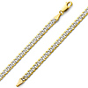 4mm 14K Two-Tone Gold White Pave Curb Cuban Link Bracelet