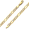 5mm 14K Two-Tone Gold White Pave Figaro Chain Link Bracelet 7.5in
