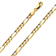 5mm 18K Yellow Gold Solid Figaro Link Chain Necklace 16-30in