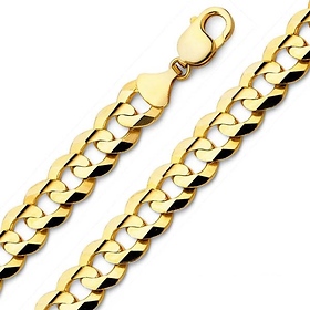 Men's 12.2mm 14K Yellow Gold Solid Concave Curb Cuban Link Chain Necklace 24-30in