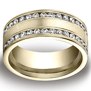 8mm Satin Duo Eternity Diamond Ring in Solid 14K Yellow Gold 1.50ctw