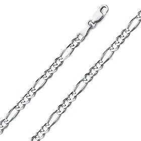 4mm Sterling Silver Solid Figaro Link Chain Necklace 16-30in