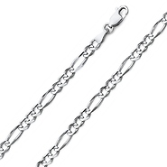 4mm Sterling Silver Solid Figaro Link Chain Necklace 16-30in