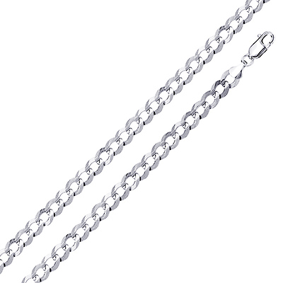 4mm Sterling Silver Solid Men's Curb Cuban Link Chain Necklace 16-30in