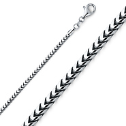 2mm 18K White Gold Solid Franco Chain Necklace 16-30in