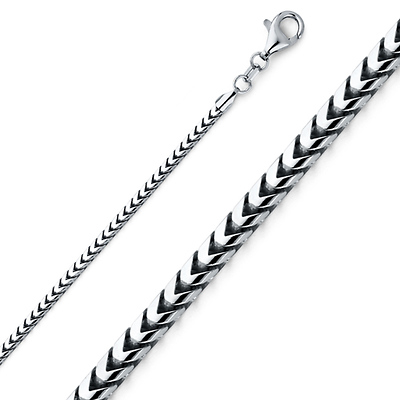 2mm 18K White Gold Solid Franco Chain Necklace 16-30in