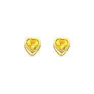5mm Heart Birthstone Color CZ Stud Earrings in 14K Yellow Gold