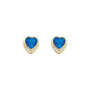 5mm Heart Birthstone Color CZ Stud Earrings in 14K Yellow Gold
