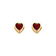 5mm Heart Birthstone Color CZ Stud Earrings in 14K Yellow Gold