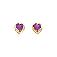 5mm Heart Birthstone Color CZ Stud Earrings in 14K Yellow Gold