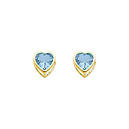 5mm Heart Birthstone Color CZ Stud Earrings in 14K Yellow Gold