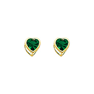 5mm Heart Birthstone Color CZ Stud Earrings in 14K Yellow Gold