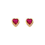 5mm Heart Birthstone Color CZ Stud Earrings in 14K Yellow Gold
