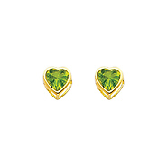 5mm Heart Birthstone Color CZ Stud Earrings in 14K Yellow Gold