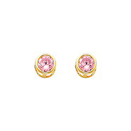 5mm Birthstone Color Round-Cut CZ Stud Earrings in 14K Yellow Gold