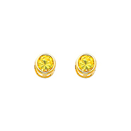 5mm Birthstone Color Round-Cut CZ Stud Earrings in 14K Yellow Gold