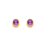 5mm Birthstone Color Round-Cut CZ Stud Earrings in 14K Yellow Gold