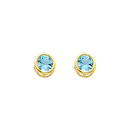 5mm Birthstone Color Round-Cut CZ Stud Earrings in 14K Yellow Gold