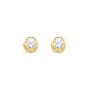 5mm Birthstone Color Round-Cut CZ Stud Earrings in 14K Yellow Gold