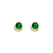 5mm Birthstone Color Round-Cut CZ Stud Earrings in 14K Yellow Gold