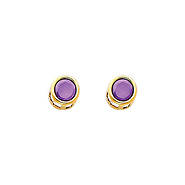 5mm Birthstone Color Round-Cut CZ Stud Earrings in 14K Yellow Gold