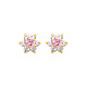 Flower Birthstone Color CZ Stud Earrings in 14K Yellow Gold thumb 0